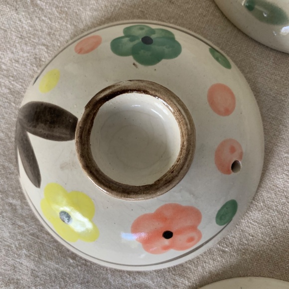 Vintage Japanese Ceramic Sauce Bowls Set of 5 – Hand Painted Floral Design - Picture 7 of 9